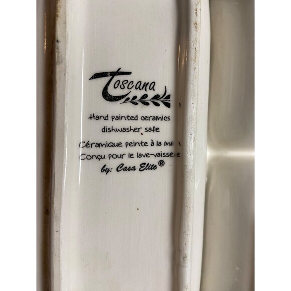 Toscana Casa Elite Divided Hand Painted Ceramic Tray Artisan Tuscan Floral - Picture 8 of 9